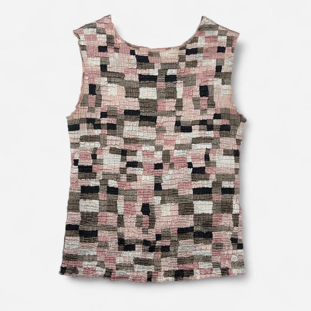 Vintage Casual Corner Annex Geometric Colorblock Popcorn Top
